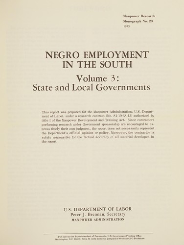 Negro employment in the South