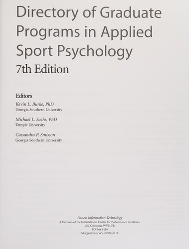 Directory of graduate programs in applied sprot psychology