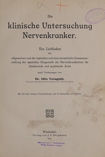 Die klinische Untersuchung Nervenkranker