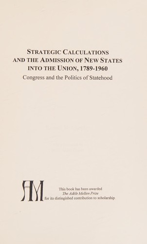 Strategic calculations and the admission of new states into the Union, 1789-1960