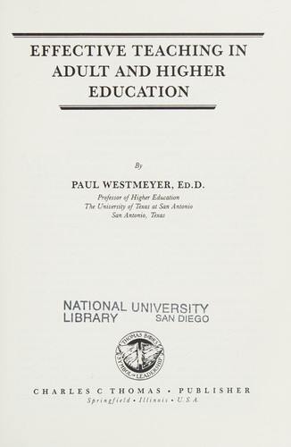 Effective teaching in adult and higher education