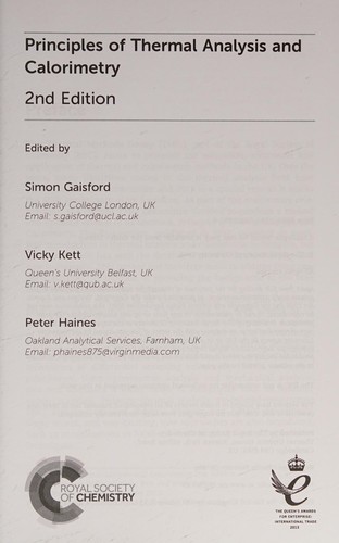 Principles of Thermal Analysis and Calorimetry