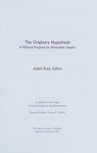 The Originary Hypothesis