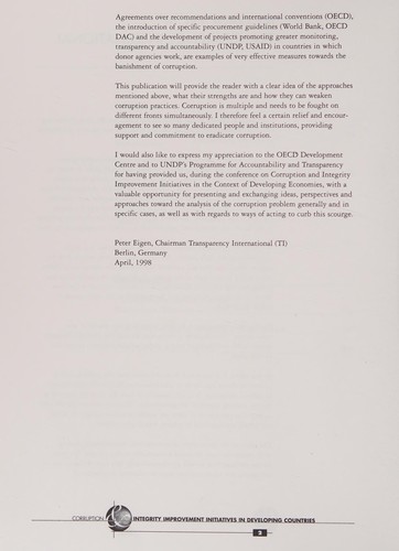 Corruption & Integrity Improvement Initiatives in Developing Countries