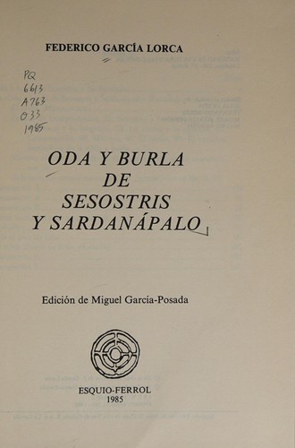 Oda y burla de Sesostris y Sardanápalo