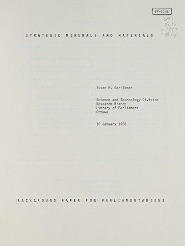 Strategic minerals and materials