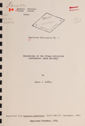 PROCEEDINGS OF THE OTTAWA POPULATION CONFERENCES (BOOK REVIEWS)