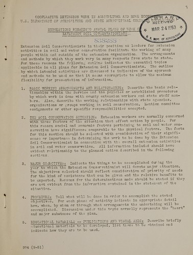 Suggestions regarding annual plans of work of Extension soil conservationists