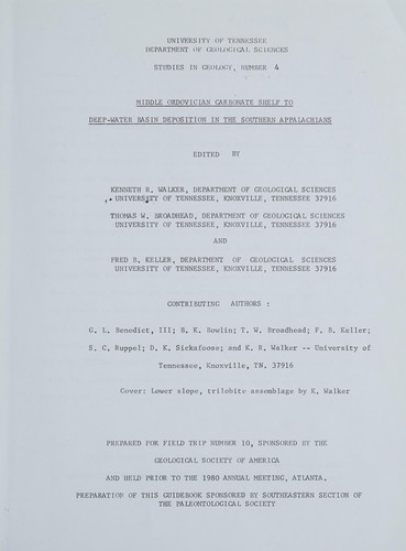 Middle Ordovician carbonate shelf to deep-water basin deposition in the southern Appalachians