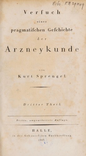 Versuch einer pragmatischen Geschichte der Arzneikunde