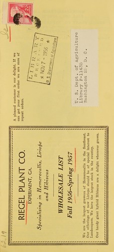 Wholesale list, fall 1956-spring 1957