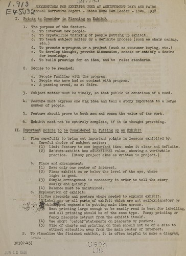 Suggestions for exhibits used at achievement days and fairs