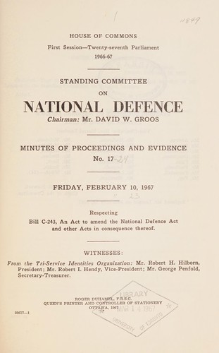 MINUTES OF PROCEEDINGS AND EVIDENCE OF CANADA PARLIAMENT HOUSE OF COMMONS STANDING COMMITTEE ON NATIONAL DEFENCE