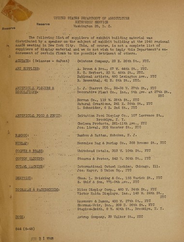 [List of suppliers of exhibit building material]