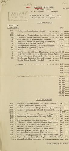 Wholesale price list