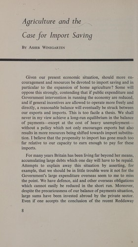 Agriculture and import saving