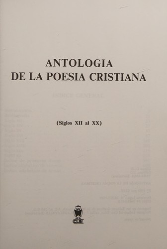 Antologia De Poesia Christiana - Siglos XII al XX