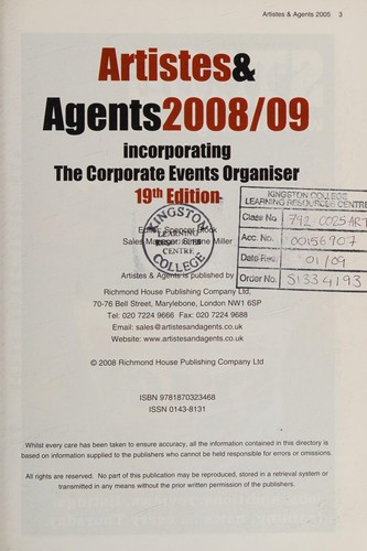 Artistes and Agents 2008/09
