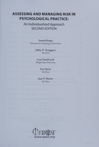 Assessing and managing risk in psychological practice