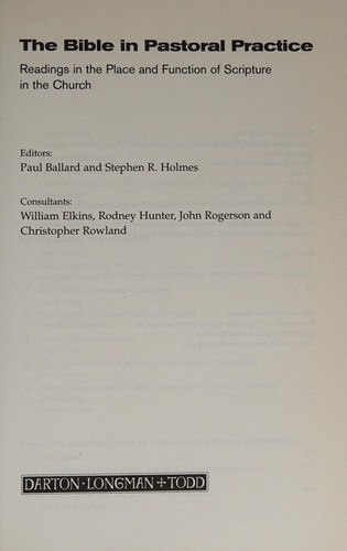 The Bible in pastoral practice