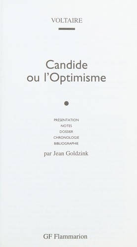 Candide Ou L'Optimisme (French Edition)