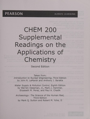 Chem 200 Supplemental Readings on the Applications of Chemistry