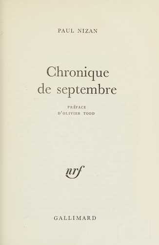 Chronique de septembre (Blanche) (French Edition)