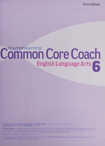 Common Core Coach, English Language Arts, First Edition, Grade 6, 2013