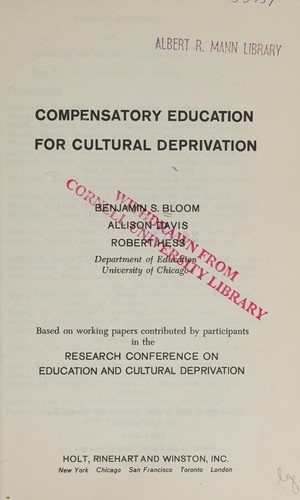 Compensatory Education for Cultural Deprivation.