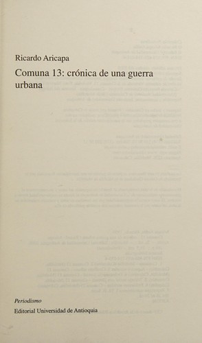 COMUNA 13 CRONICA DE UNA GUERRA URBANA