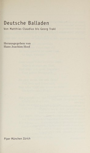 Deutsche Balladen.