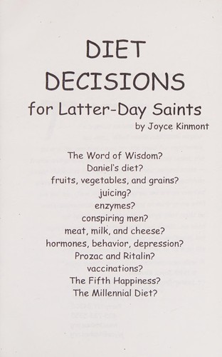 Diet decisions for Latter-Day Saints