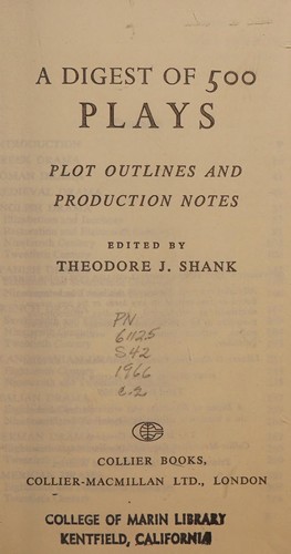 Digest of 500 Plays Plot Outlines &