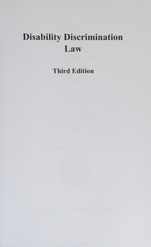 Disability Discrimination Law 3rd Edition