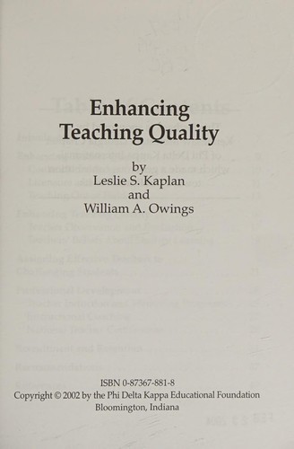 Enhancing teaching quality