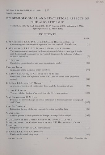 Epidemiological and statistical aspects of the AIDS epidemic