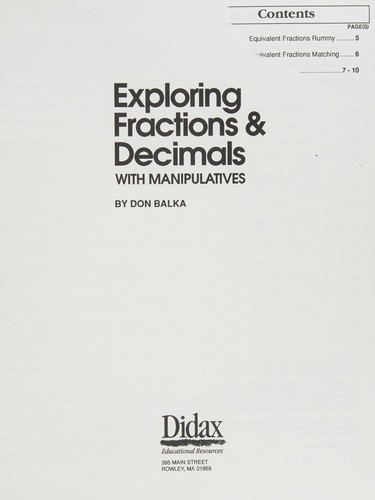 Exploring fractions & decimals with manipulatives