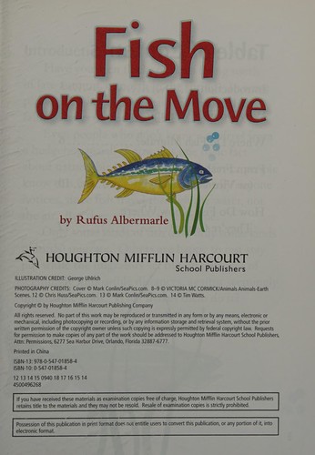 FISH ON THE MOVE 3.5.22 (HOUGHTON MIFFLIN ONLINE LEVELED BOOKS)