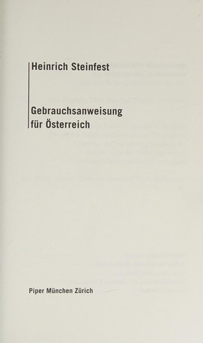 Gebrauchsanweisung fuer -sterreich Piper; 7568