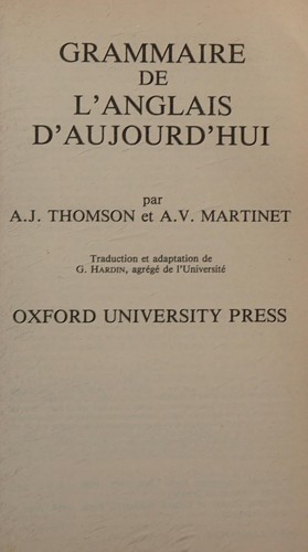 Grammaire de l'anglais d'aujourd'hui