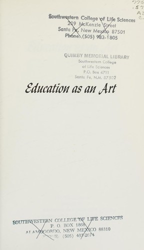Education as an Art.