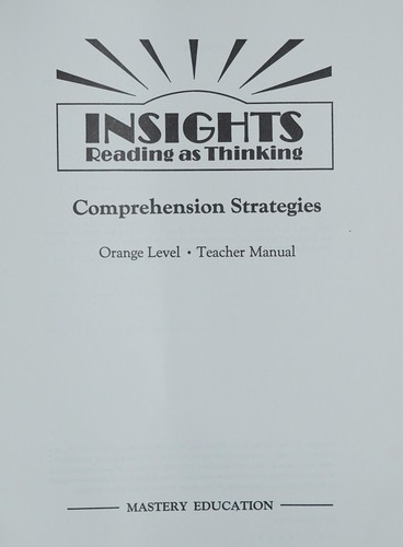 Insights Reading as Thinking. Comprehension Strategies