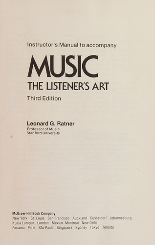 Instructor's manual to accompany Music, the listener's art