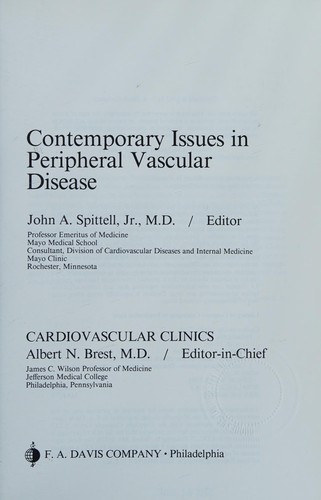 Contemporary Issues in Peripheral Vascular Disease (Cardiovascular Clinics)