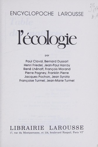 L' Écologie