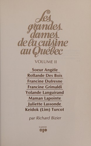 Les grandes dames de la cuisine au Quebec, volume II (2) (Les grandes dames de la cuisine au Quebec)