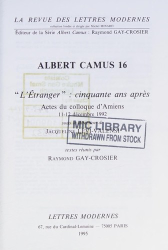 L'Etranger: cinquante ans après 