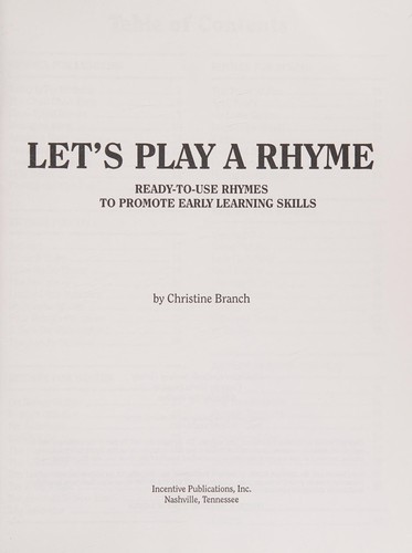 Let's Play a Rhyme