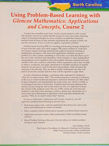Mathematics Applications and Concepts (North Carolina Edition Glencoe Mathematics, Course 2/ Grade 7) (Hardcover)
