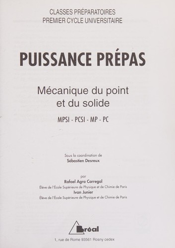 Mécanique du point et du solide MPSI, PCSI, MP, PC